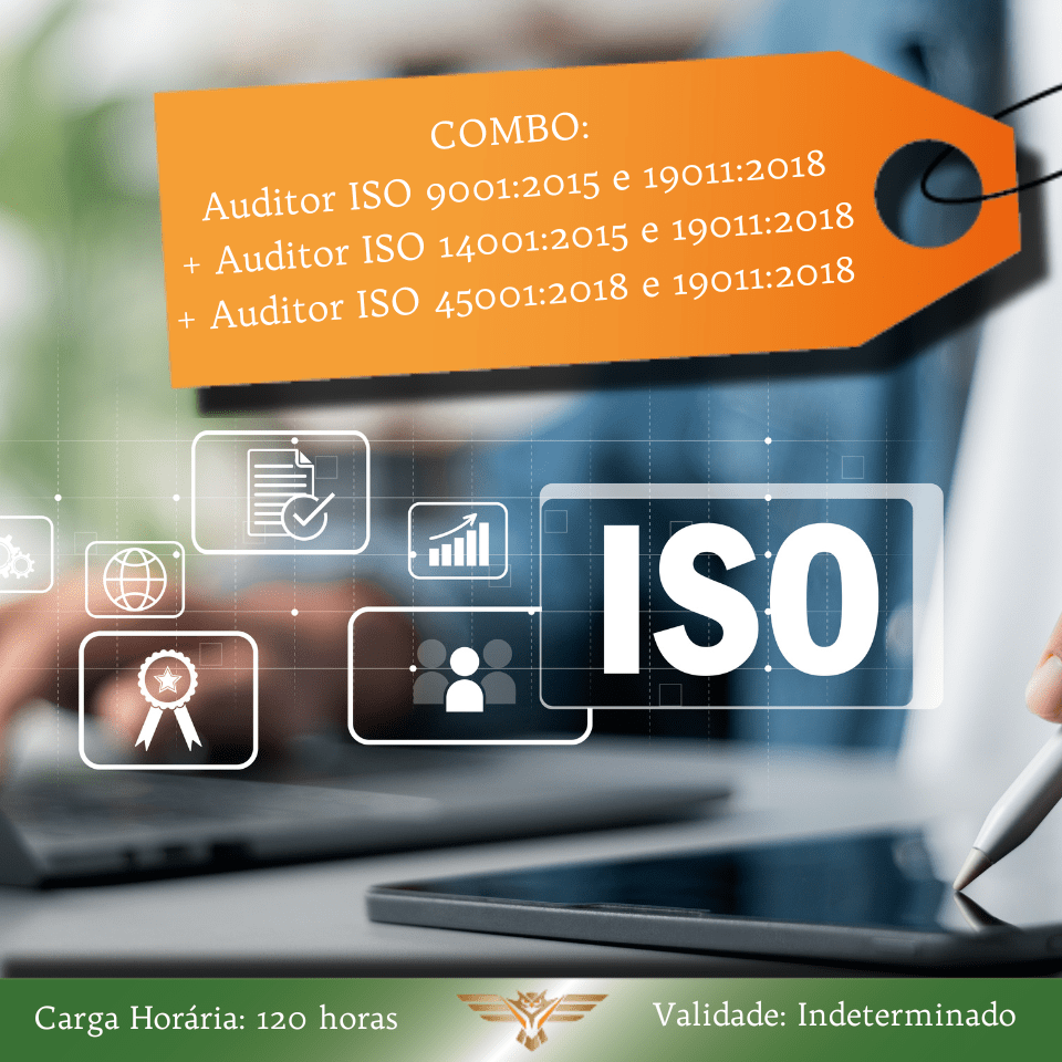 Combo de Formação de Auditor Integrado: ISO 9001:2015, ISO 14001:2015 e ISO 45001:2018 com base na ISO 19011:2018 - 120 horas 1 -